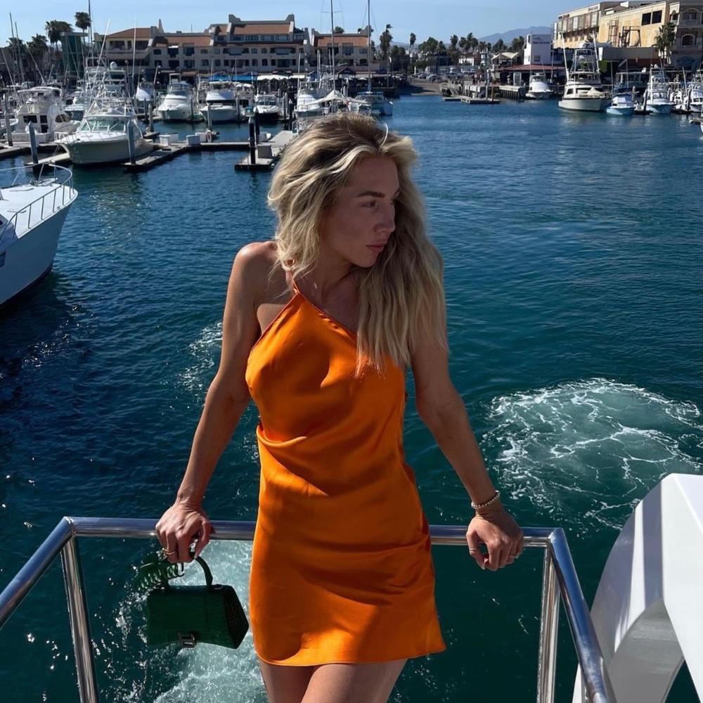 Amanda Uprichard Mini Slip Dress in Bright Orange